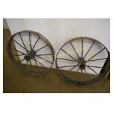 GROUP OF 2 STEEL WAGON WHEELS