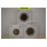 GROUP OF 3 US NICKELS