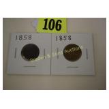 GROUP OF 2 US 1858 FLYING EAGLE PENNIES