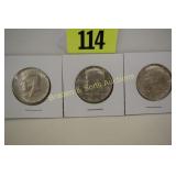 GROUP OF THREE 1964 KENNEDY SILVER HALF DOLLARS