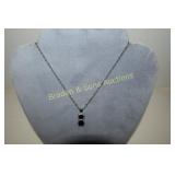 LADIES STERLING SILVER AND BLUE SAPPHIRE NECKLACE
