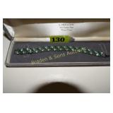 LADIES STERLING SILVER AND GREEN AND WHITE TOPAZ