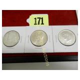 GROUP OF THREE 1964 KENNEDY SILVER HALF DOLLARS