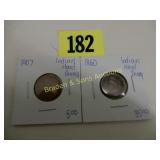 US 1860 AND 1907 INDIAN HEAD PENNIES