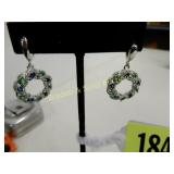 LADIES STERLING SILVER EARRINGS WITH BLUE SAPPHIRE