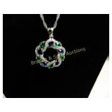 LADIES STERLING SILVER NECKLACE WITH BLUE