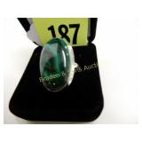LADIES STELRING SILVER AND GREEN MALACHITE RING