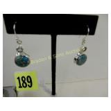 LADIES STERLING SILVER AND TURQUOISE EARRINGS