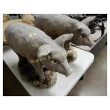 GROUP OF 2 CEMENT PIGS