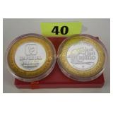 GROUP OF 2 LTD ED CASINO TOKENS. APPROX