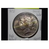 US 1921 HIGH RELIEF PEACE SILVER DOLLAR.