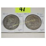 US 1881-O AND 1890-O MORGAN SILVER DOLLARS