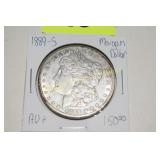 US 1889-S MORGAN SILVER DOLLAR. AU+ QUALITY