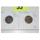 GROUP OF 2 CICIL WAR TOKENS