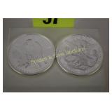 GROUP OF 2 ONE OZ SILVER ROUNDS TITLED "REMEMBER