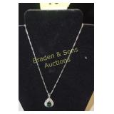 LADIES STERLING SILVER AND EMERALD NECKLACE