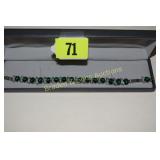 LADIES STERLING SILVER AND EMERALD BRACELET