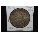 US 1881-S MORGAN SILVER DOLLAR. AU QUALITY