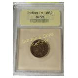 USCG GRADED AU58 - 1862 INDIAN HEAD PENNY