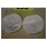 GROUP OF 2-ONE OZ SILVER ROUNDS DEPICTING