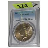 PCGS GRADED MS65 - 1922-P PEACE SILVER DOLLAR
