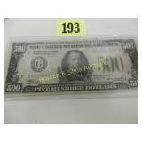 US SERIES 1934 $500.00 FEDERAL RESERVE NOTE
