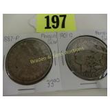 US 1887-P AND 1901-O MORGAN SILVER DOLLARS