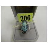 LADIES STERLING SILVER AND TURQUOISE RING