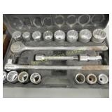 USED 3/4" PITTSBURG SOCKET SET WITH CARRYING CASE
