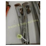 GROUP OF THREE 24" ALUMINUM PIPE WRENCHES