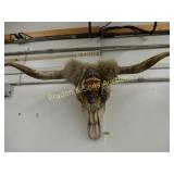 CONTEMPORARY COW SKULL WITH NATIVE AMERICAN