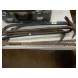 GROUP OF 3 CROWBARS AND 2 TREE SAWS