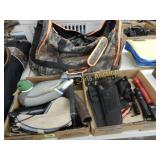 CAMO DUFFLE BAG AND 2 BOXES OF ASSTD MDSE