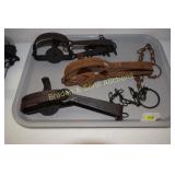 GROUP OF 3 SMALL ANTIQUE ANIMAL TRAPS.