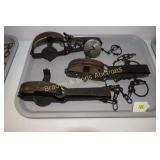GROUP OF 3 SMALL ANTIQUE ANIMAL TRAPS.