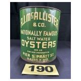 1 Gal R.J. McAllister Oysters Can,