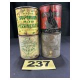 (4) 1 Pt Oysters Cans,