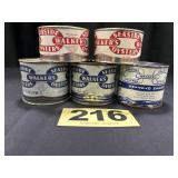 (3) 10 Oz, (2) 8 Oz Walker's Seaside Oysters Cans