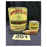 1 Gal & 12 Oz Woodfield's Oysters Cans, & Ice Pick