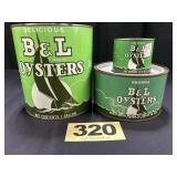 1 Gal, 1/2 Gal, 12 Oz B&L Oysters Cans,