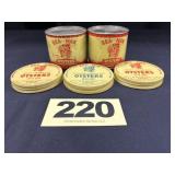 (2) 12 Oz Sea Hak Oysters Cans, (3) Jar Lids,