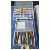 (2) Bins of Fishing Lures, Hooks, etc