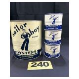 1 Gal, (3) 12 Oz Sailor Boy Oyster Cans,