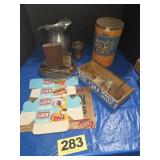 Vintage Advertising Items, Oats Container, etc