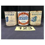 (3) 1 Pt Oysters Cans,