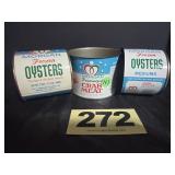 (2) Frozen Oysters Cans, Crab Meat Can,