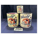 (2) 1 Gal, 1 Pt Christy's Oysters Cans,