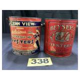 (2) 1 Gal Oysters Bail Cans,