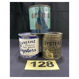 (3) 1 Pt Oysters Cans,