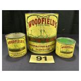1 Gal, 1 Pt, & 12 Oz Woodfield's Oysters Cans,